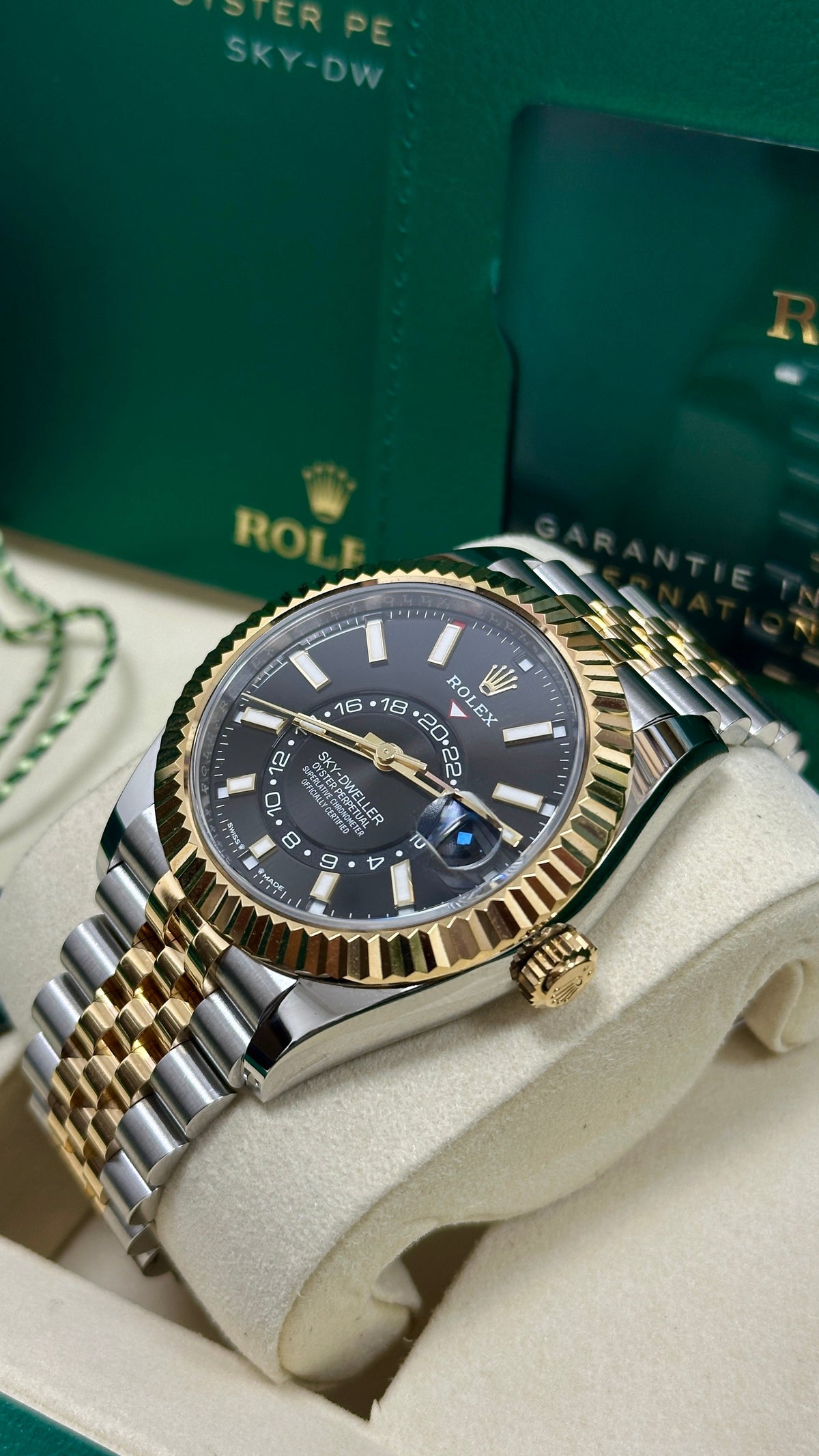 Rolex Sky-Dweller 42mm Two-Tone Yellow Gold Black Dial Jubilee Bracelet 336933