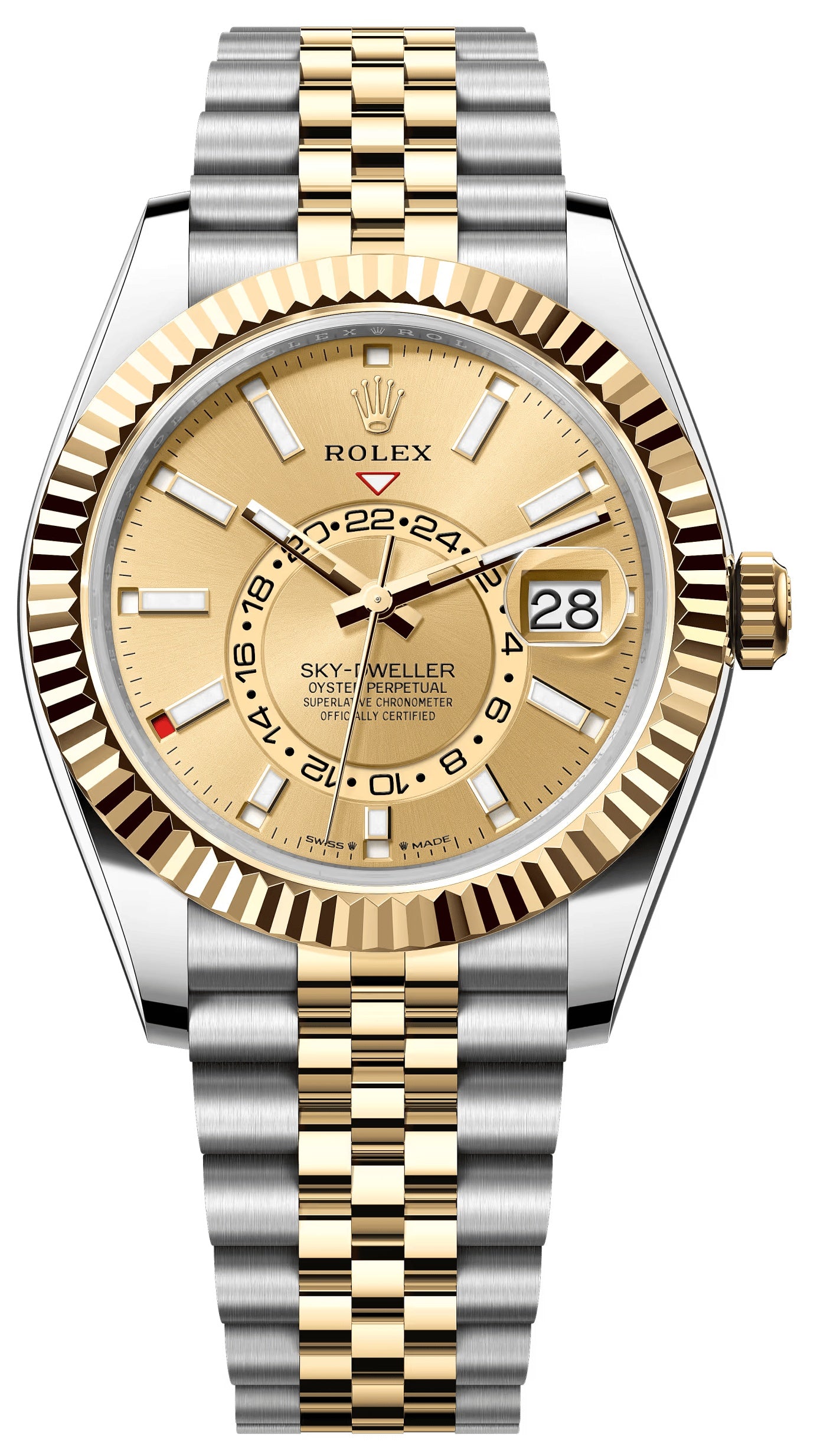 Rolex Sky-Dweller 42mm Two-Tone Yellow Gold Champagne Dial Jubilee Bracelet
