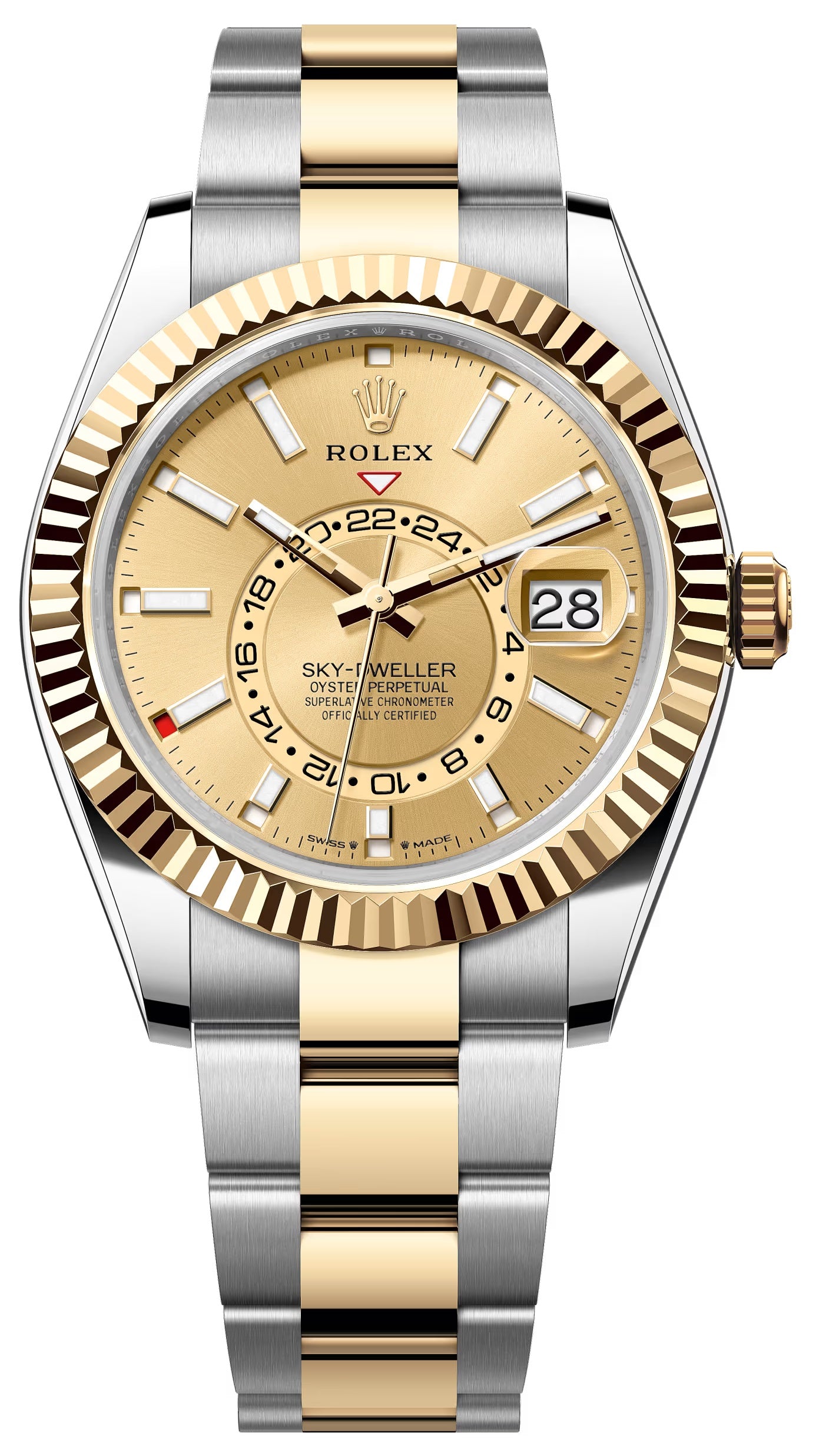 Rolex Sky-Dweller 42mm Two-Tone Yellow Gold Champagne Dial Oyster Bracelet