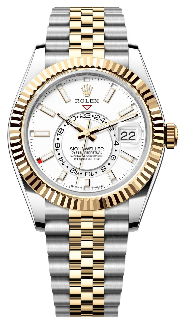 Rolex Sky-Dweller 42mm Two-Tone Yellow Gold White Dial Jubilee Bracelet 336933