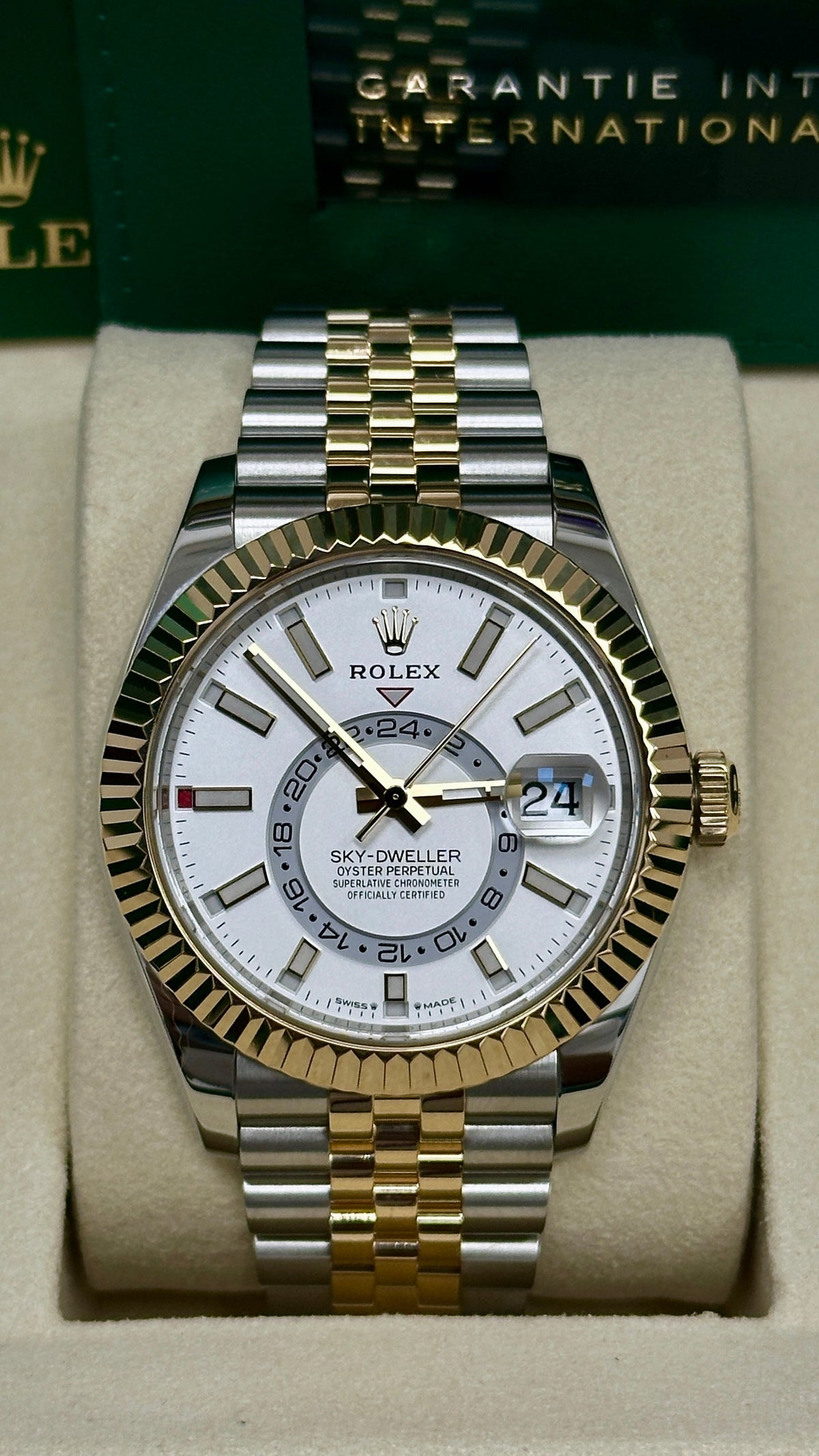 Rolex Sky-Dweller 42mm Two-Tone Yellow Gold White Dial Jubilee Bracelet 336933