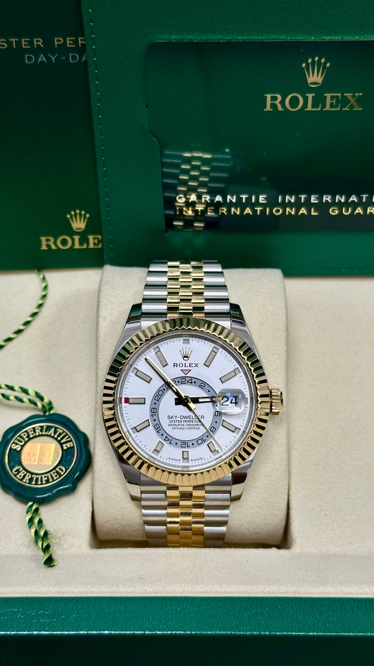 Rolex Sky-Dweller 42mm Two-Tone Yellow Gold White Dial Jubilee Bracelet 336933