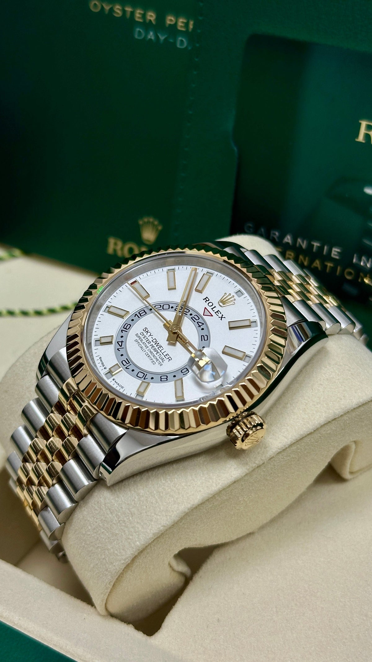 Rolex Sky-Dweller 42mm Two-Tone Yellow Gold White Dial Jubilee Bracelet 336933