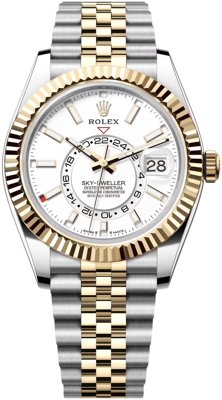 Rolex Sky-Dweller 42mm Two-Tone Yellow Gold White Dial Jubilee Bracelet 336933