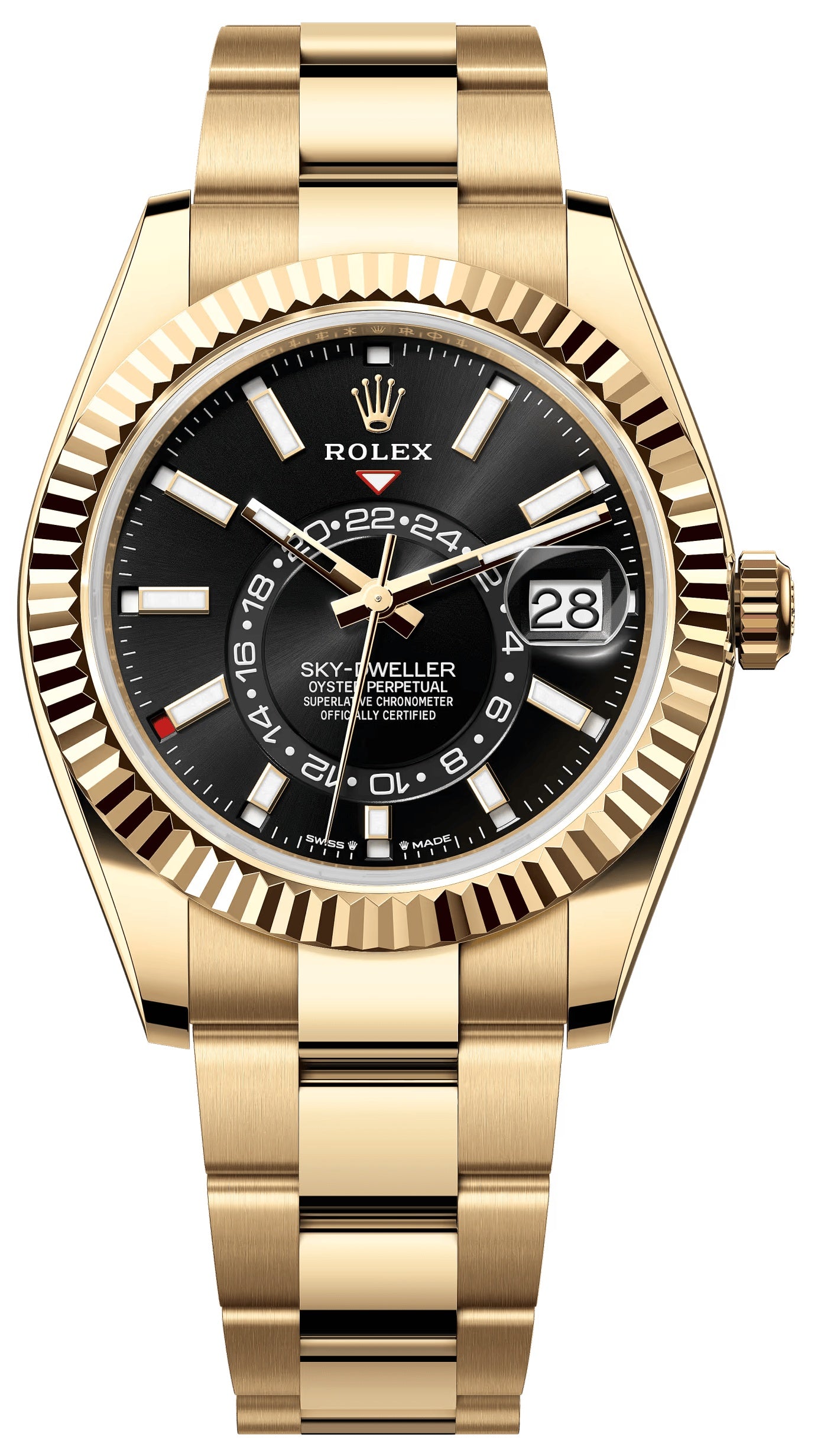 Rolex Sky-Dweller 42mm Yellow Gold Black Dial Oyster Bracelet 336938