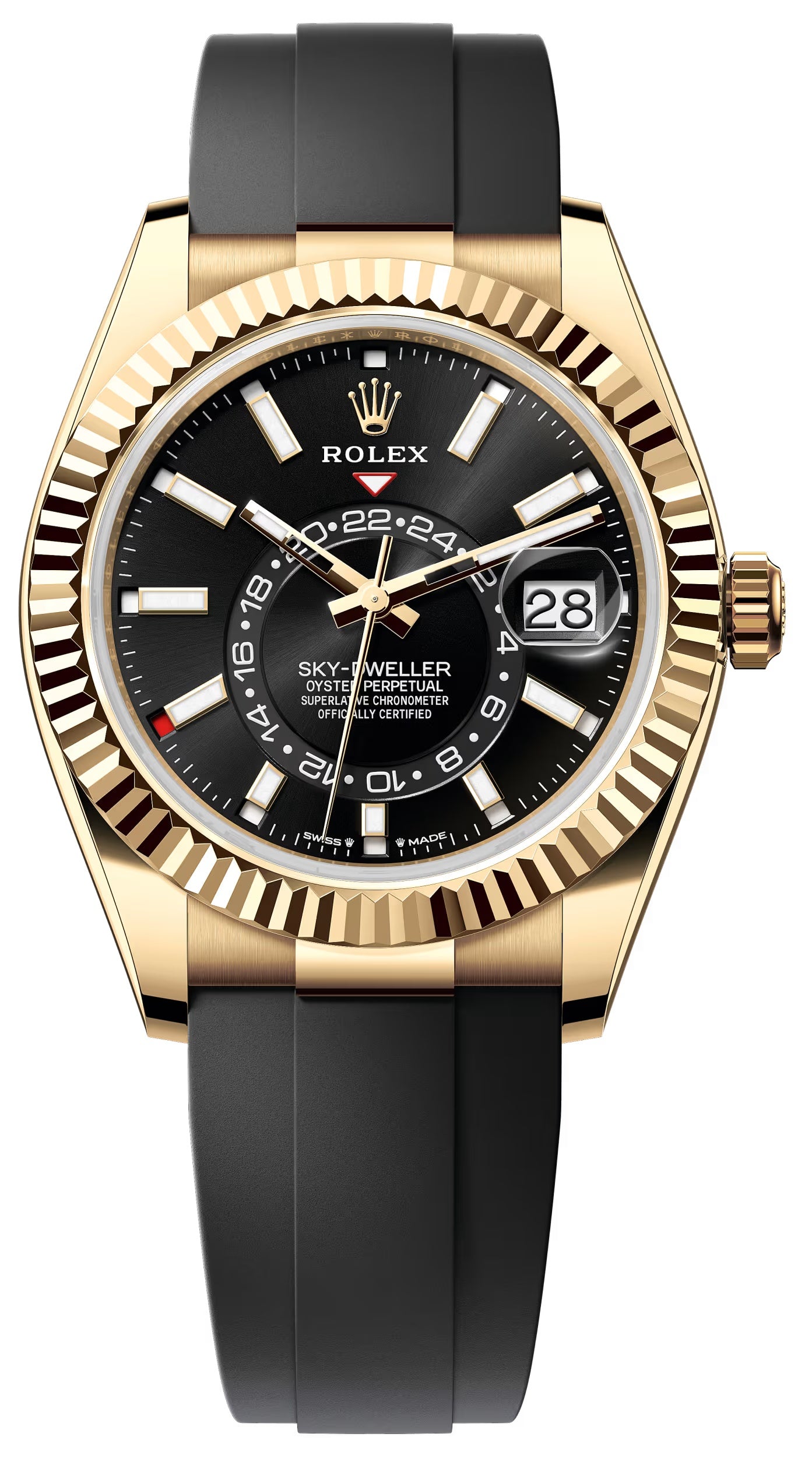 Rolex Sky-Dweller 42mm Yellow Gold Black Dial Oysterflex 336238