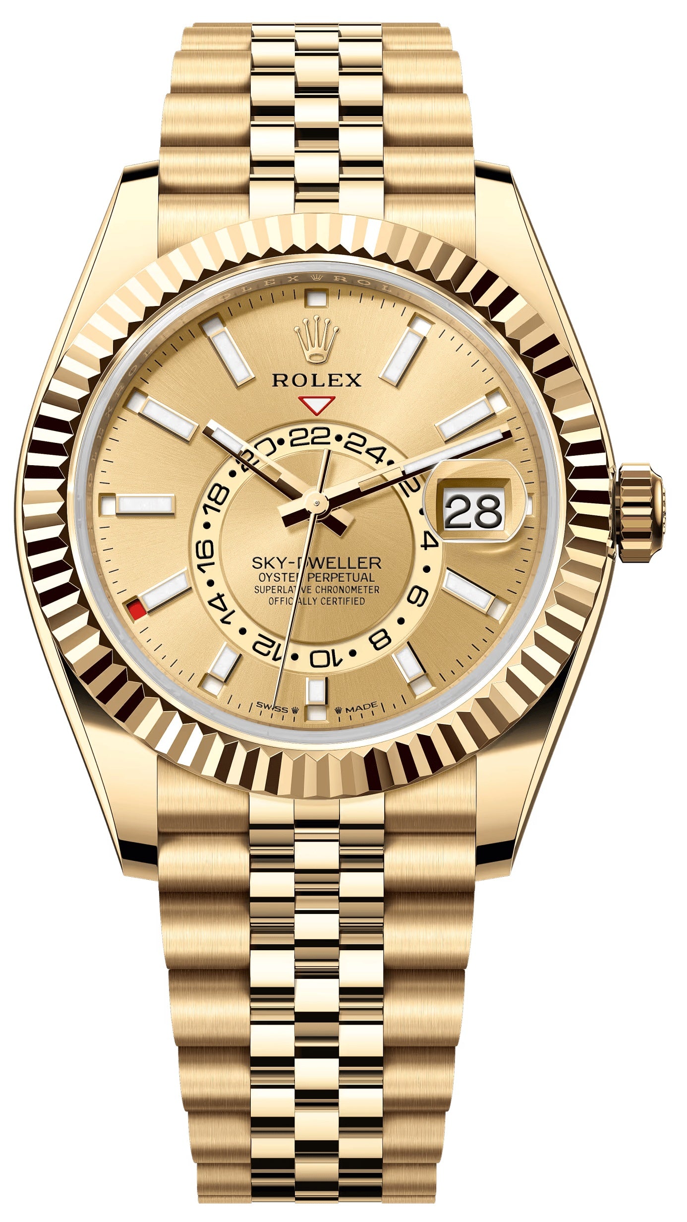 Rolex Sky-Dweller 42mm Yellow Gold Champagne Dial Jubilee Bracelet 336938