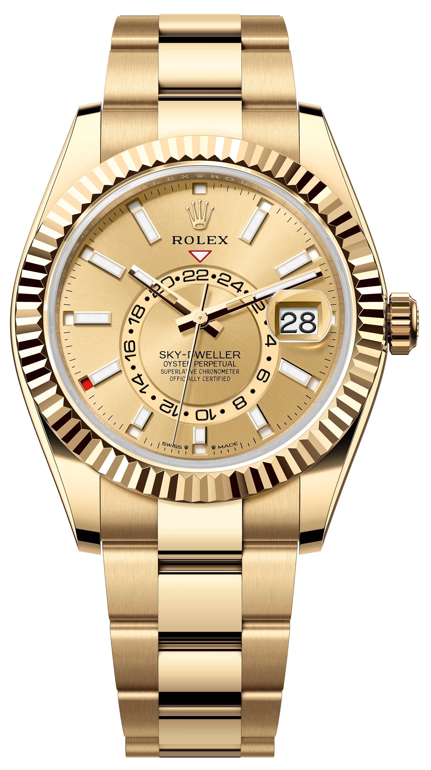Rolex Sky-Dweller 42mm Yellow Gold Champagne Dial Oyster Bracelet 336938