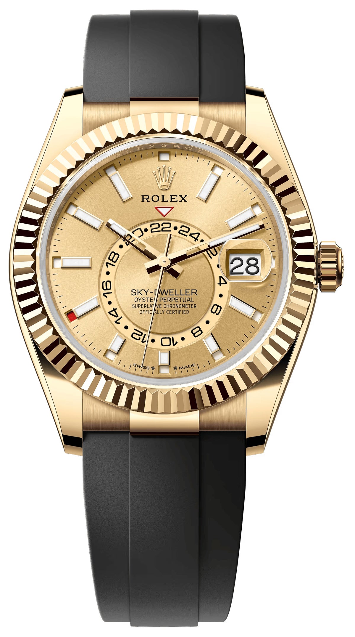 Rolex Sky-Dweller 42mm Yellow Gold Champagne Dial Oysterflex 336238