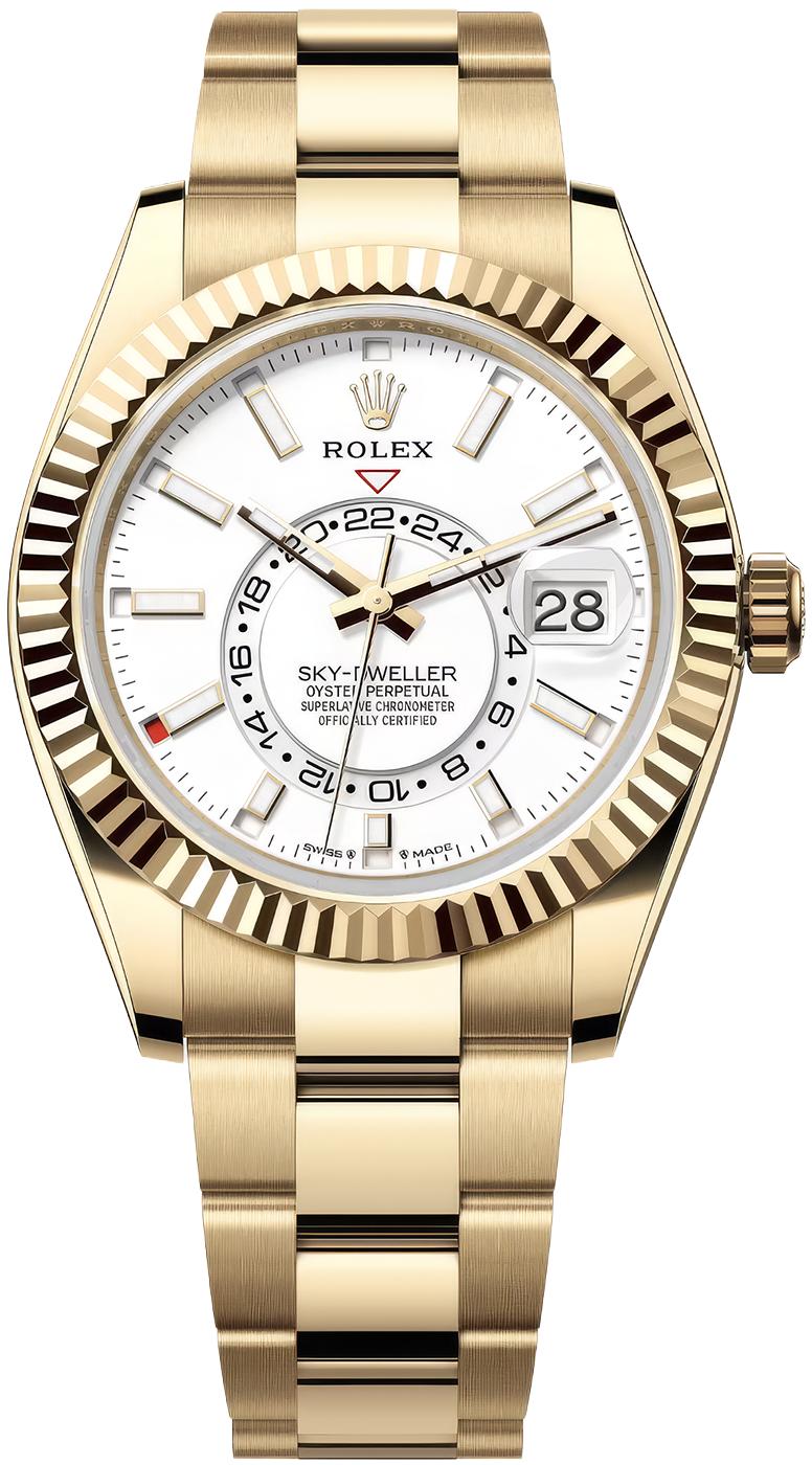 Rolex Sky-Dweller 42mm Yellow Gold White Dial Oyster Bracelet 336938