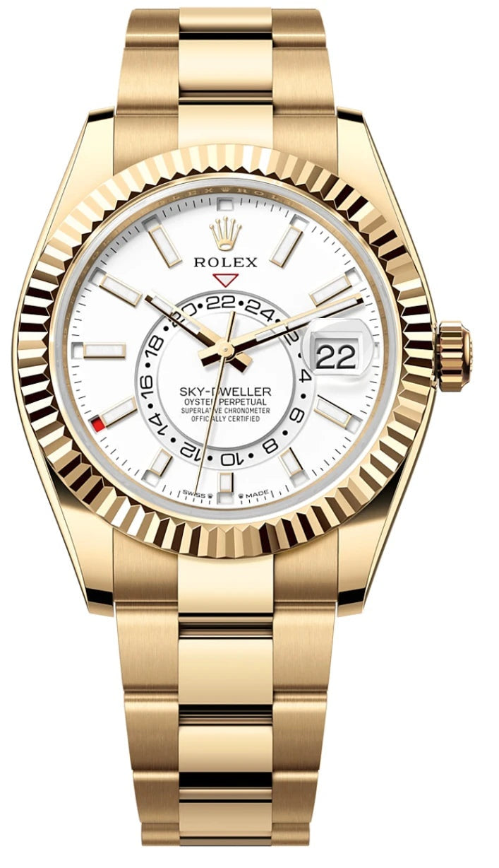 Rolex Sky-Dweller 42mm Yellow Gold White Dial Oyster Bracelet 336938