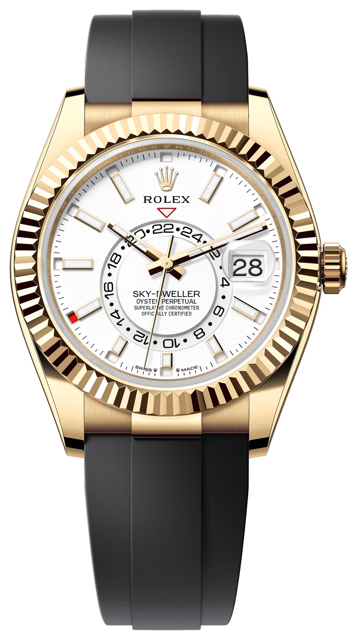 Rolex Sky-Dweller 42mm Yellow Gold White Dial Oysterflex 336238