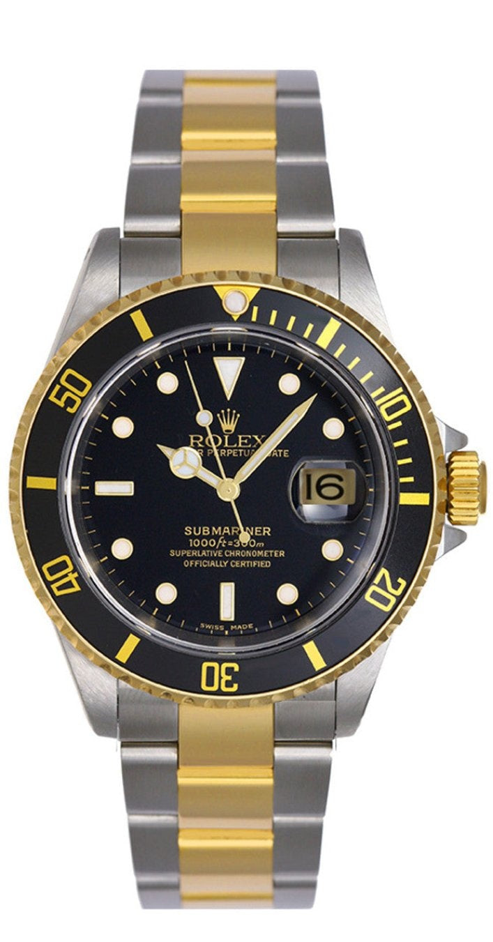 Rolex Submariner Date 40 mm Two-Tone Yellow Gold Black Dial – 16613 – with paper