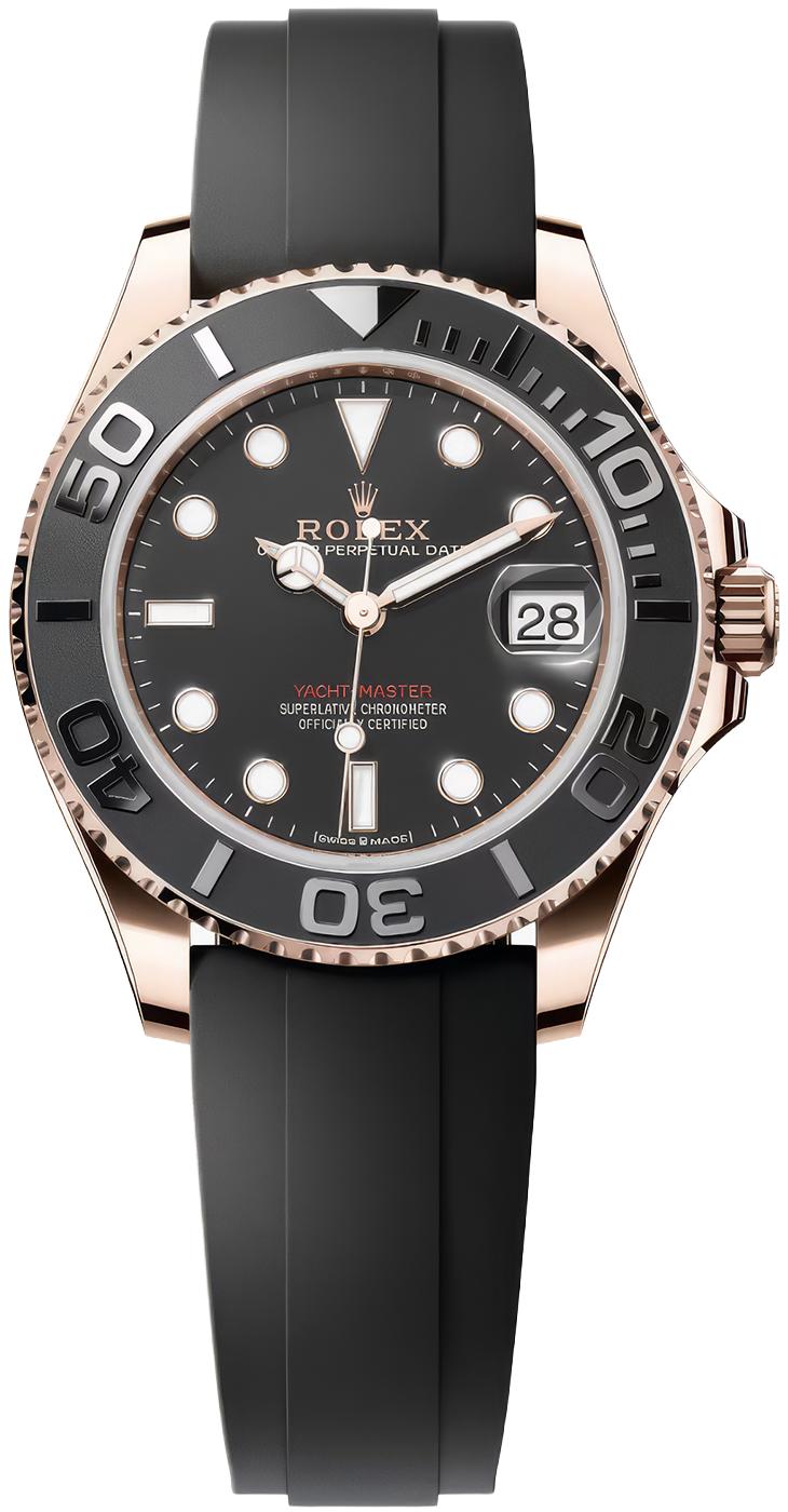 Rolex Yacht-Master 37mm Everose Gold Black Dial Oysterflex – 268655