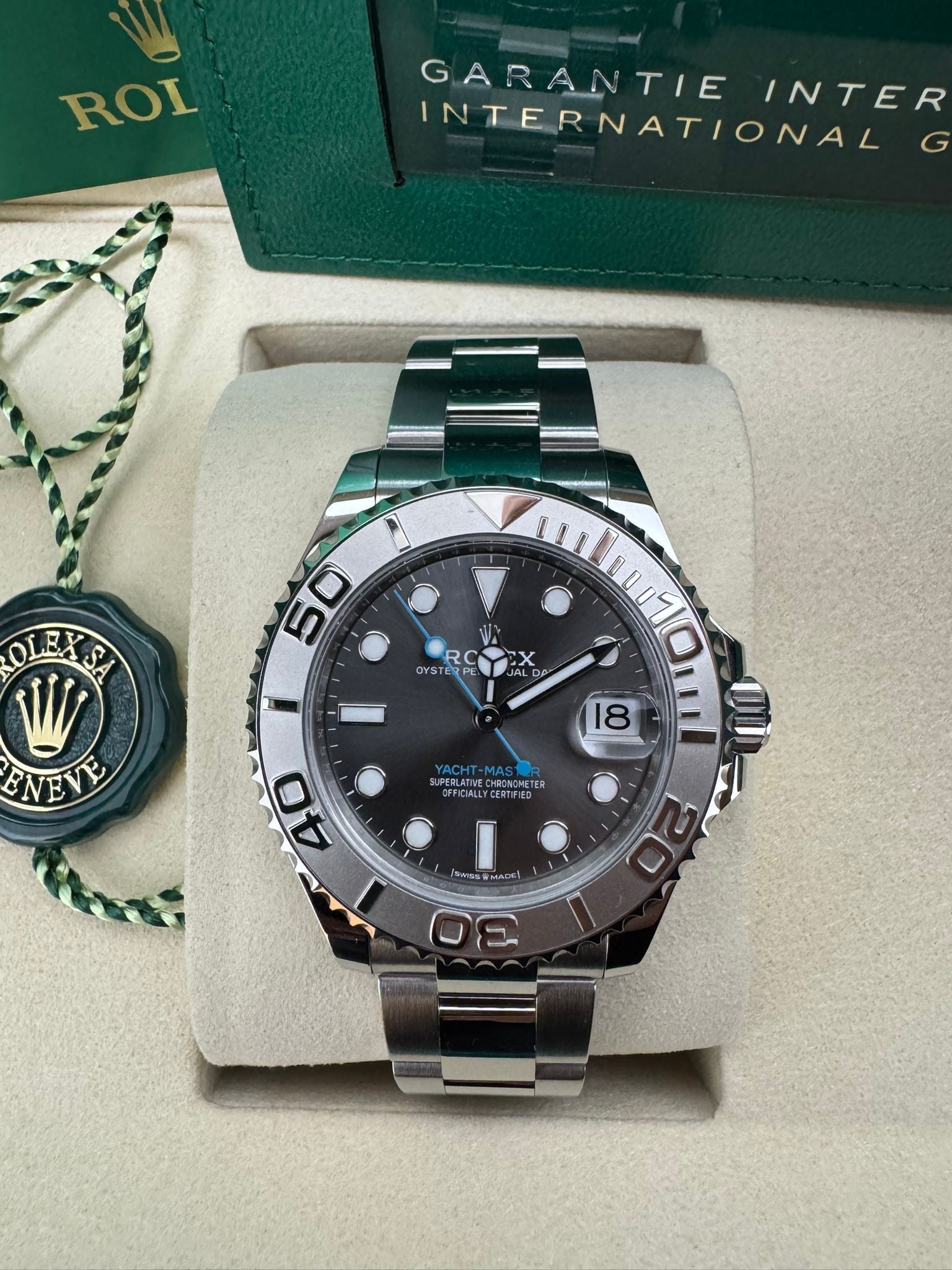 Rolex Yacht-Master 37mm Rhodium Dial Platinum Bezel Oyster Bracelet – 268622