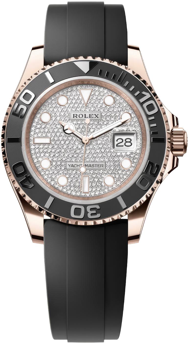 Rolex Yacht-Master 37mm Everose Gold Diamond-Pavé Dial Oysterflex – 268655