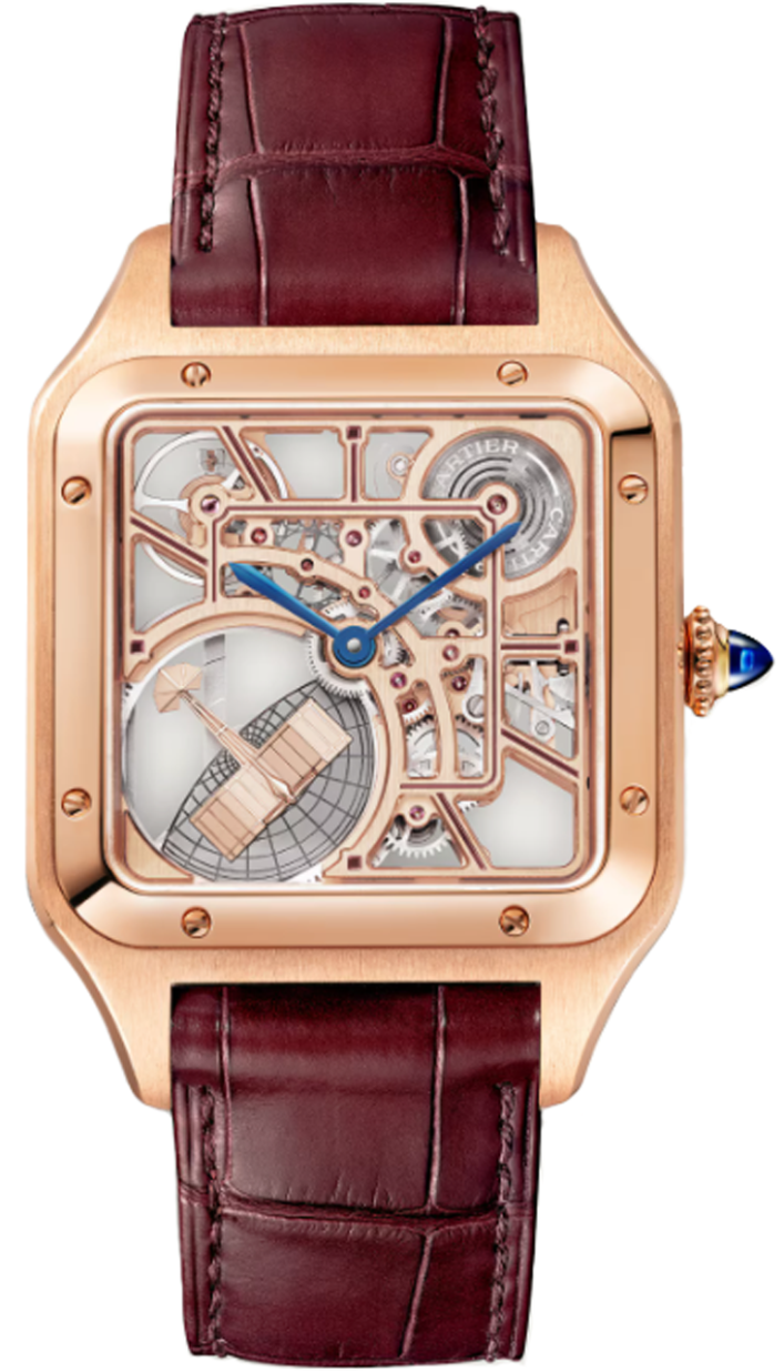 Cartier santos skeleton rose gold best sale