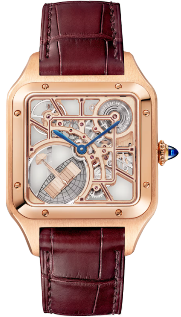 Cartier Santos-Dumont Large 18K Rose Gold Skeleton Dial With Micro-Rotor WHSA0030