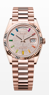 Rolex Day-Date "President" 36mm Everose Rainbow Diamond Pave Dial - 128235 - New 2025