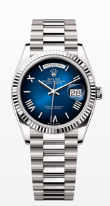 Rolex Day-Date "President" 36mm White Gold Blue Roman Ombre Dial - 128239 - New 2025