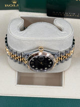 Rolex Lady Datejust 31mm Black/Dark Grey Mother of Pearl Diamond Dial Fluted Two-Tone Jubilee - 278273 - New 2025