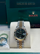 Rolex Datejust 31 Green Roman Diamond Dial Fluted Two-Tone Jubilee - 278273 - New 2025