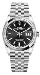 Rolex Datejust 36mm Smooth Bezel Black Index Dial Jubilee - 126200 - New 2025