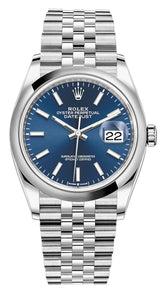 Rolex Datejust 36mm Smooth Bezel Blue Index Dial Jubilee - 126200 - New 2025