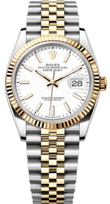 Rolex Datejust 36mm Two-Tone Yellow Gold Fluted Bezel White Index Dial Jubilee - 126233 - New 2025