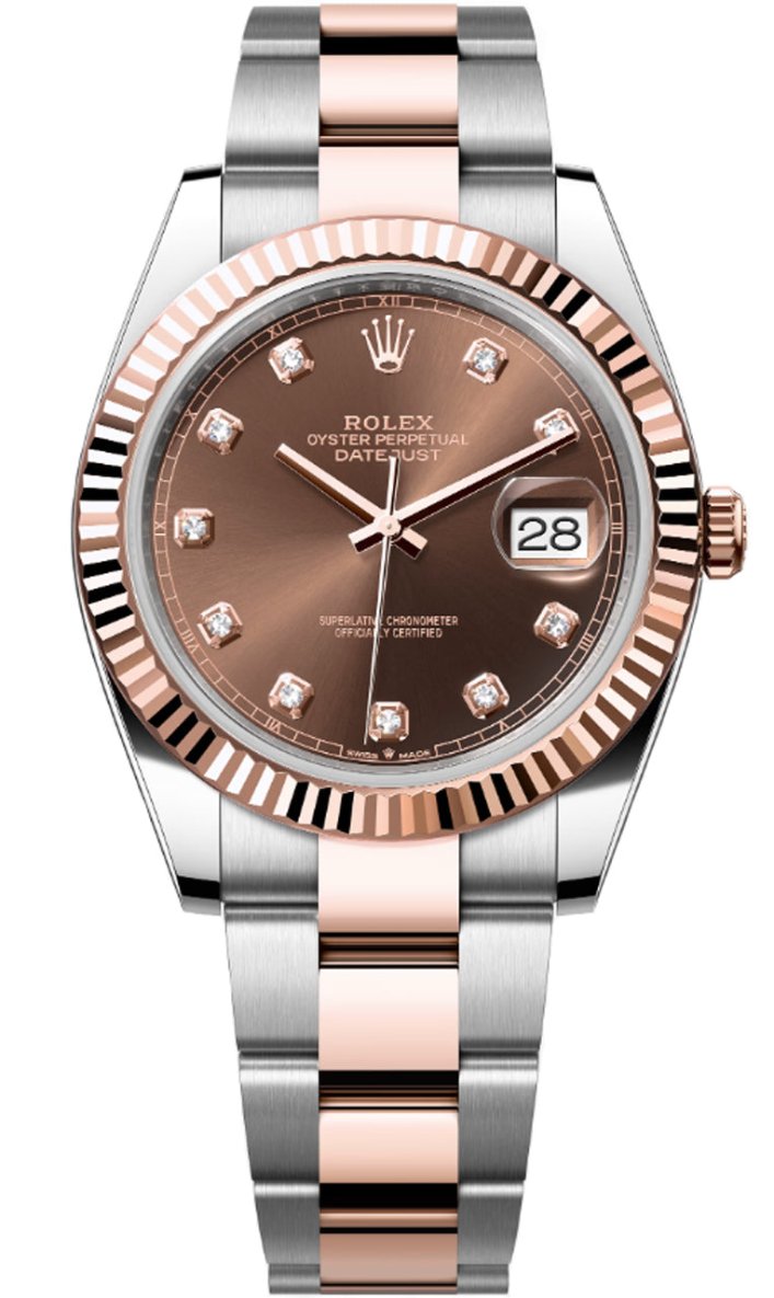 Rolex Datejust 41mm Two-Tone Everose Gold Chocolate Diamond Dial Fluted Bezel Oyster Bracelet 126331 – New 2025