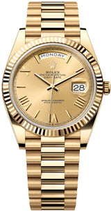 Rolex Day-Date "President" 40mm Yellow Gold Champagne Roman Numeral Dial - 228238 - New 2025