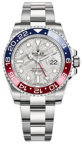 Rolex GMT-Master II 40mm White Gold Meteorite Dial Blue/Red Bezel "Pepsi" Oyster - 126719BLRO - New 2025