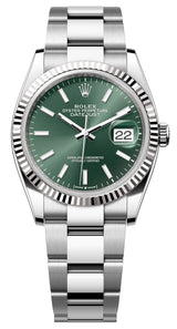 Rolex Datejust 41mm Fluted Bezel Mint Green Index Dial Oyster - 126334 - New 2025