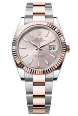 Rolex Datejust 41mm Two-Tone Everose Gold Fluted Bezel Sundust Index Dial Oyster - 126331 - New 2025