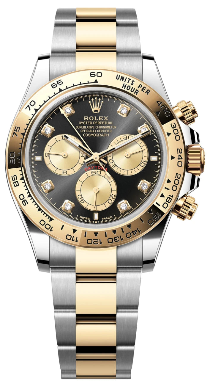 Rolex Cosmograph Daytona 40mm Two-Tone Yellow Gold Black Diamond