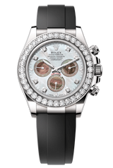 Rolex Cosmograph Daytona 40mm White Gold Mother of Pearl Dial Diamond Bezel Oysterflex - 126589RBR - New 2025