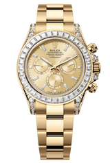 Rolex Cosmograph Daytona 40mm Yellow Gold Diamond Baguette Champagne Dial Diamond Bezel - 126598RBR - New 2025