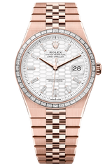 Rolex Land-Dweller 40mm Everose Gold Diamond Bezel White Honeycomb-Motif Diamond Baguette Dial Flat Jubilee - 127385TBR - New 2025
