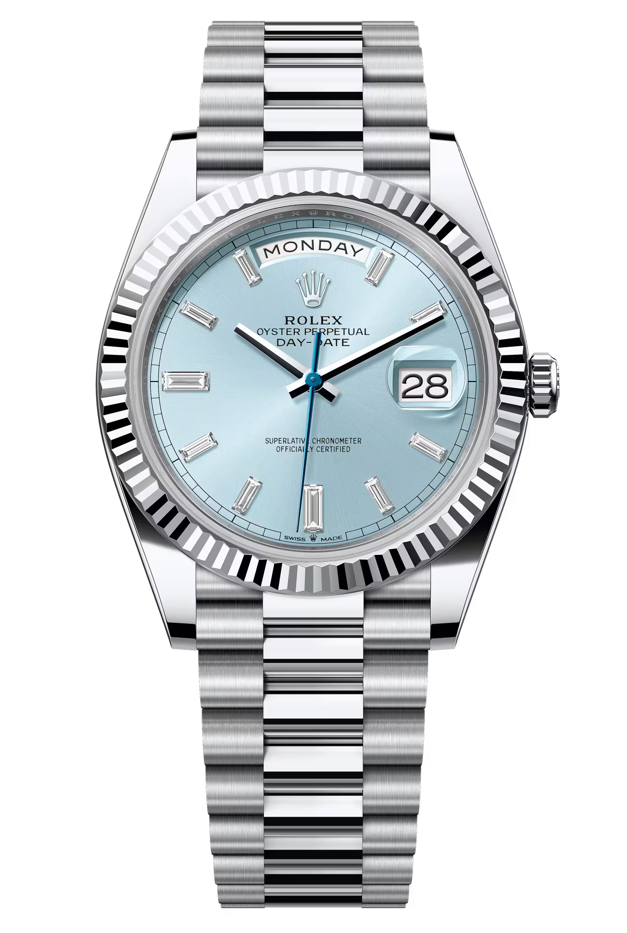 Rolex Day-Date "President" Platinum Ice Blue Baguette Dial - 228236 - New 2025