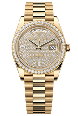 Rolex Day-Date "President" 40mm Yellow Gold Diamond Pave Dial Diamond Bezel - 228348RBR - New 2025