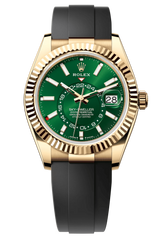 Rolex Sky-Dweller 42mm Yellow Gold Bright Green Dial Oysterflex - 336238 - New 2025