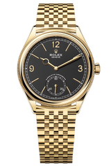 Rolex 1908 Yellow Gold Black Dial Settimo Bracelet - 52508 - New 2025