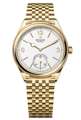 Rolex 1908 Yellow Gold White Dial Settimo Bracelet - 52508 - New 2025