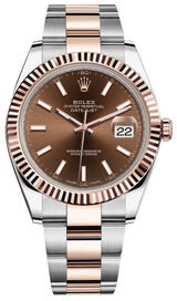 Rolex Datejust 41mm Two-Tone Everose Gold Fluted Bezel Chocolate Index Dial Oyster - 126331 - New 2025