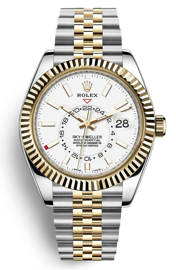 Rolex Sky-Dweller 42mm Two-Tone Yellow Gold White Dial Jubilee - 336933 - Brand New 2024