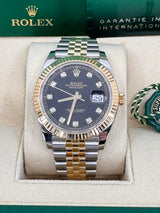 Rolex Datejust 41mm Two-Tone Yellow Gold Fluted Bezel Black Diamond Dial Jubilee - 126333 - New 2025