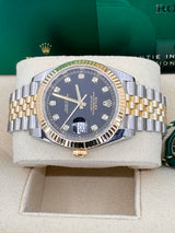 Rolex Datejust 41mm Two-Tone Yellow Gold Fluted Bezel Black Diamond Dial Jubilee - 126333 - New 2025
