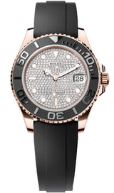 Rolex Yacht-Master 37mm Everose Diamond Pave Dial Oysterflex - 268655 - New 2025