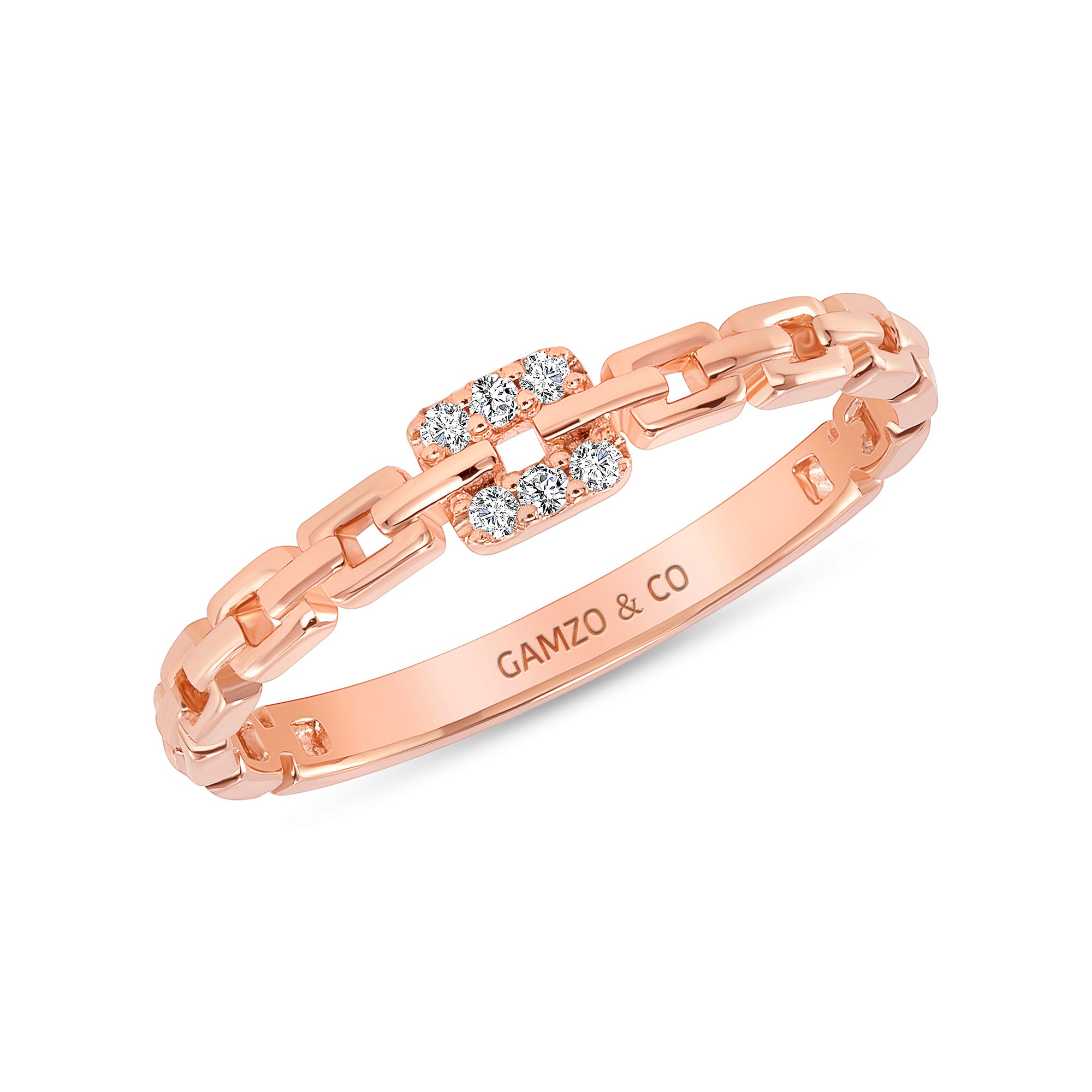 Rose Gold Square Link Ring