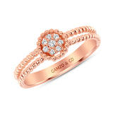 Round Diamond Pave Set Cluster Beaded Ring